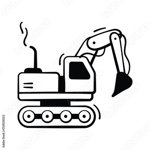 Excavator icon representing heavy construction machinery and industrial transport