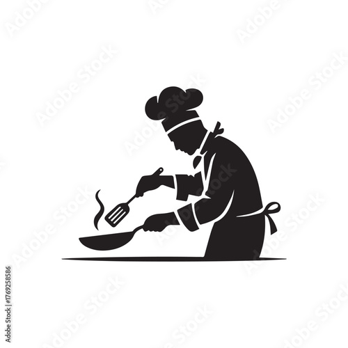 PrintChef Plating Food Silhouette Vector Logo