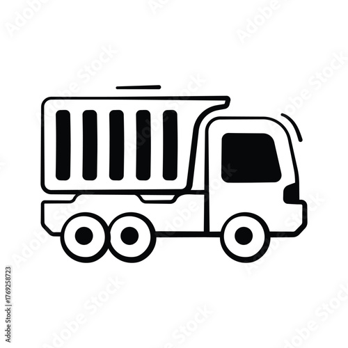 Well designed dump truck icon, Construction, mining, and heavy transport.