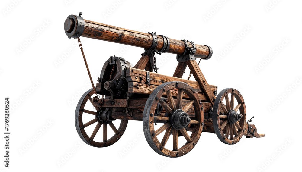 Fototapeta premium Ancient War Carriage Isolated on Transparent Background – Historical Battle Wagon PNG