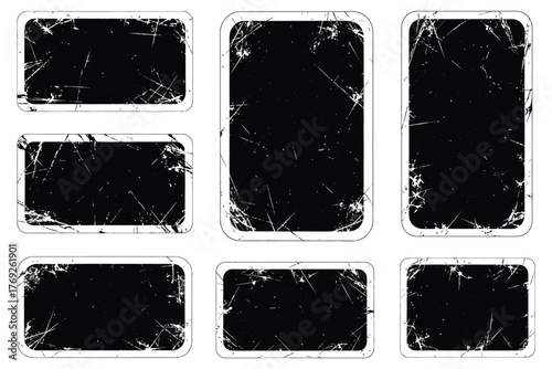 “Cracked Glass Frames — Distressed Rectangle Set”