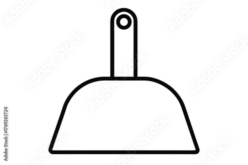 Minimalist line art illustration of a dustpan perfect for cleaning themes