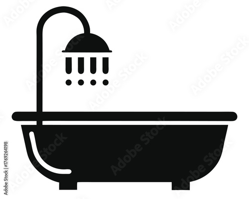 Modern Bathtub with Shower Head Icon for Bathroom Design and Relaxation