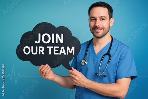 Smiling medical professional holding a 