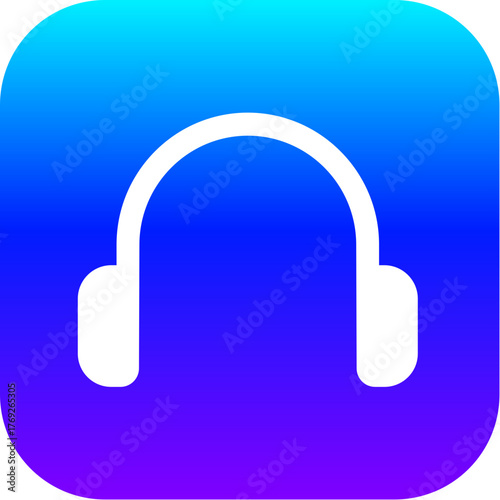 Modern Blue Purple Gradient Icon of a Headphones Audio Call Symbol on a Rounded Square Button.
