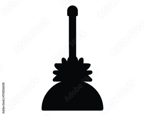 Simple black plunger silhouette on white background for plumbing concept