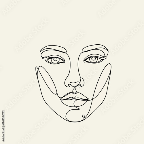 Minimalist Line Art Drawing of a Woman's Face, Abstract Portrait Illustration, Modern Beauty Aesthetic, Single Line Sketch, Elegant and Simple Design