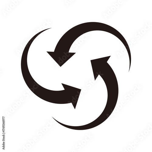 Triple Arrows Spinning Inward | Converging Spiral Icon