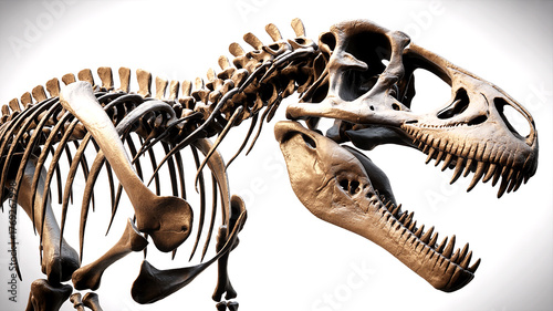 The formidable Tyrannosaurus Rex skeleton, a stunning relic from the Cretaceous period, stands frozen in time—a powerful testament to the giants that once roamed the Earth