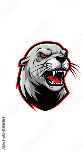 An aggressive otter mascot with glowing red eyes and bared teeth, designed as a sports or esports team logo.