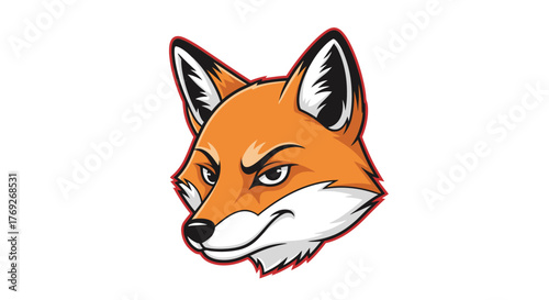A detailed illustration of a fox's head, featuring an orange coat and a determined expression.
