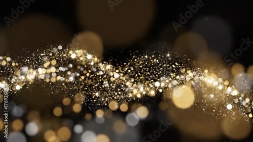elegant golden dust, soft bokeh and sparkling light particles