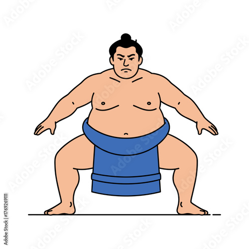 Sumo wrestler, Japanese traditional wrestler icon logo flat vector design
