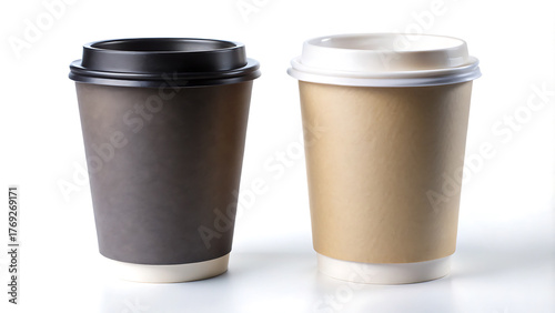 Wallpaper Mural Set of Minimalist Blank Kraft Paper Coffee Cup mockup Isolated on white background, paper cup, coffee cup isolated. Torontodigital.ca
