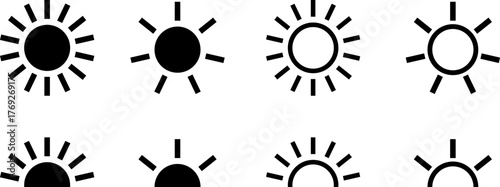 Collection of stylized sun and sunrise icons
