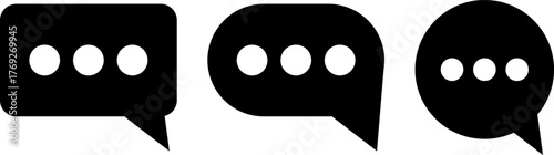 Three black speech bubbles with ellipses icons