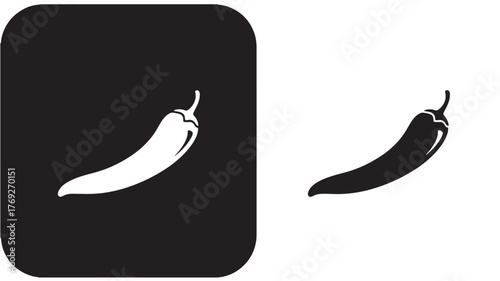 Two chili pepper icons one white and one black on transparent background silhouette