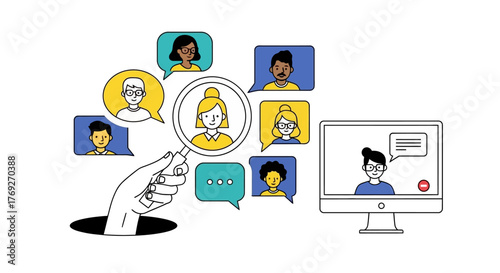 Talent Acquisition Hand Selecting Candidates for Online Interview