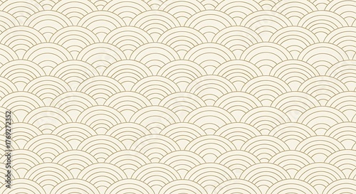 Japanese wave pattern with beige background, seamless and elegant design