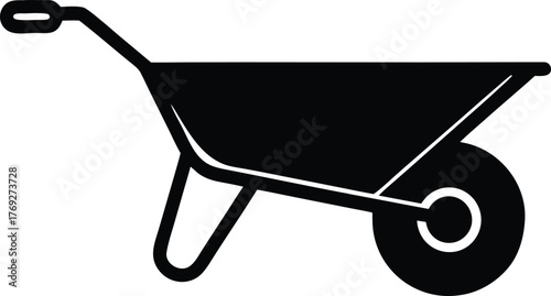 wheelbarrow silhouette on white background