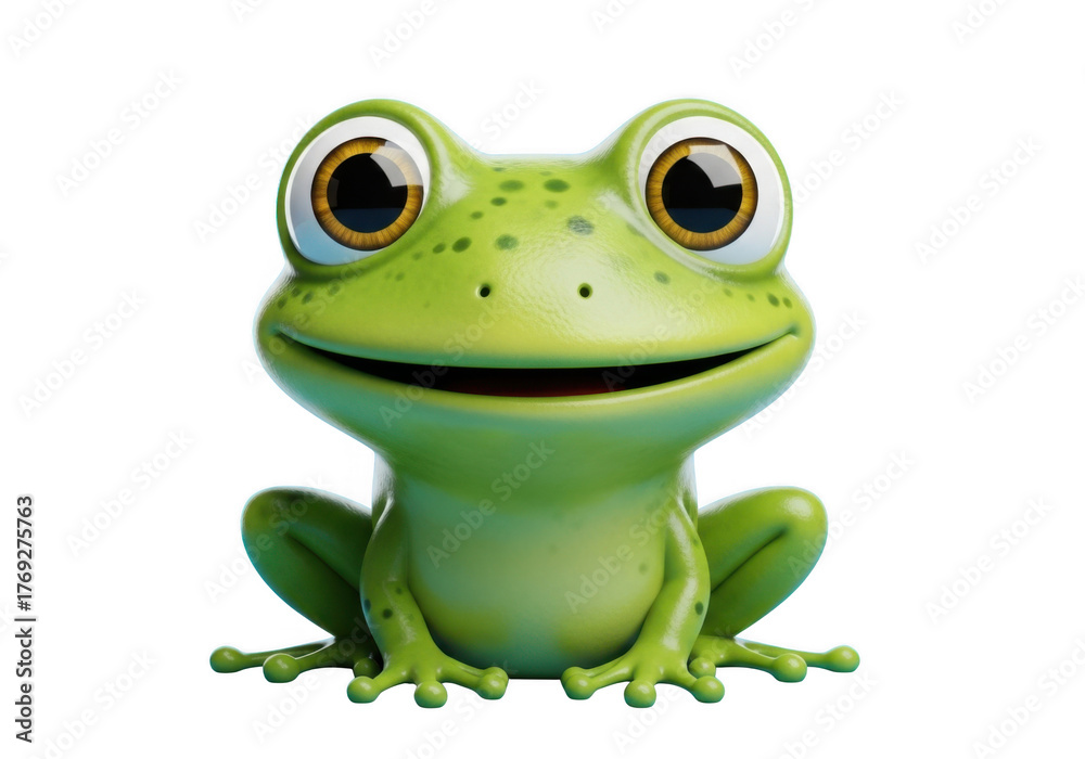 Obraz premium 3d Cute cartoon frog with big eyes isolated on transparent background