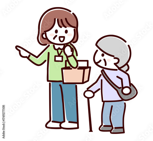 買い物する女性たち　シンプル画