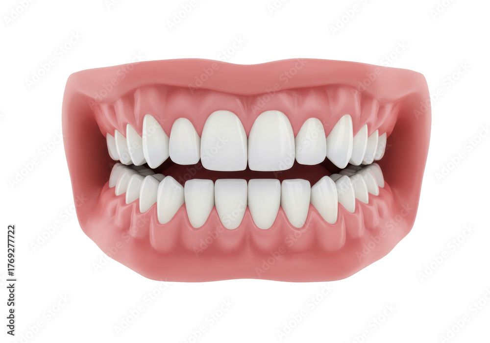 Obraz premium Isolated denture prosthesis of human teeth, model for dental practice, education and care