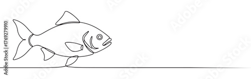 Minimalist continuous line art of a single fish, ideal for marine themes and elegant designs.