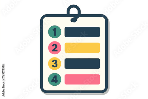 Four step checklist with numbered circles and colored bars for sequential tasks