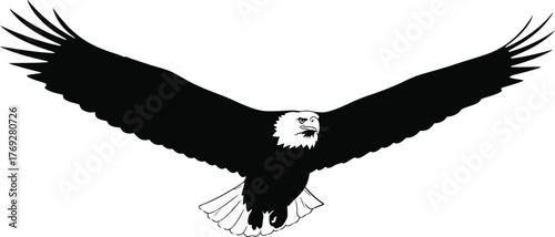 Bald Eagle Silhouette Vector – Soaring Freedom Icon for Patriotic Logos and Wildlife Branding