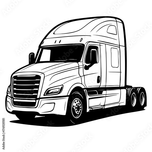 modern American freight truck with aerodynamic cabin design