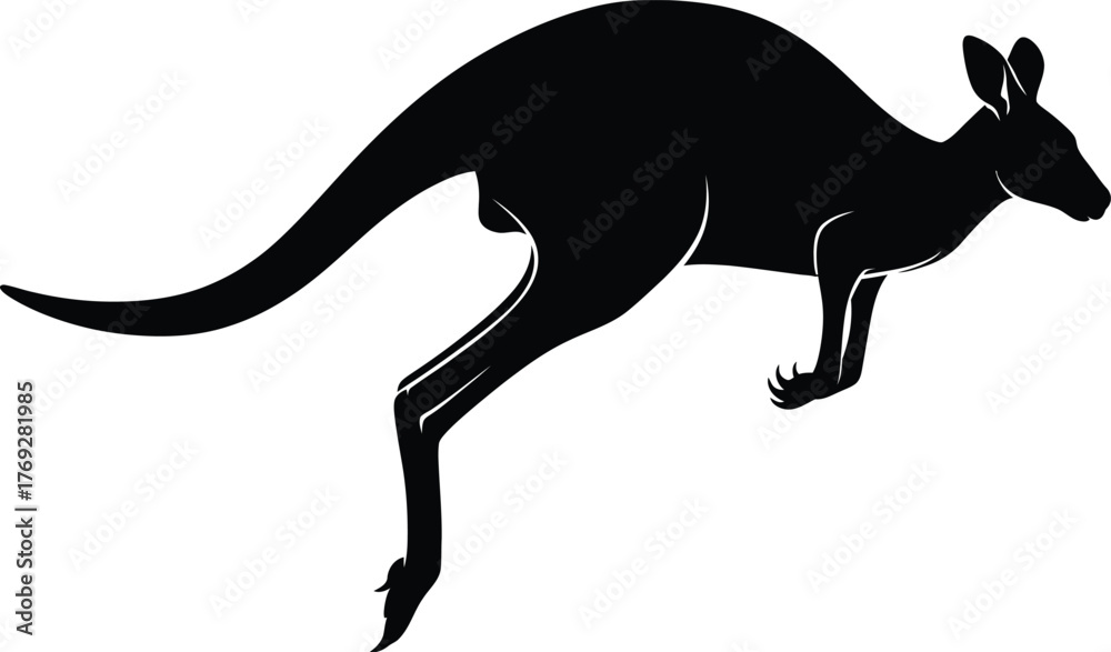 Obraz premium Kangaroo Silhouette Vector – Leaping Wildlife Icon for Australian Nature Logos and Motion Branding