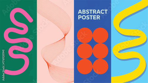Abstract Geometric and Organic Shapes Poster with Text vector illustration