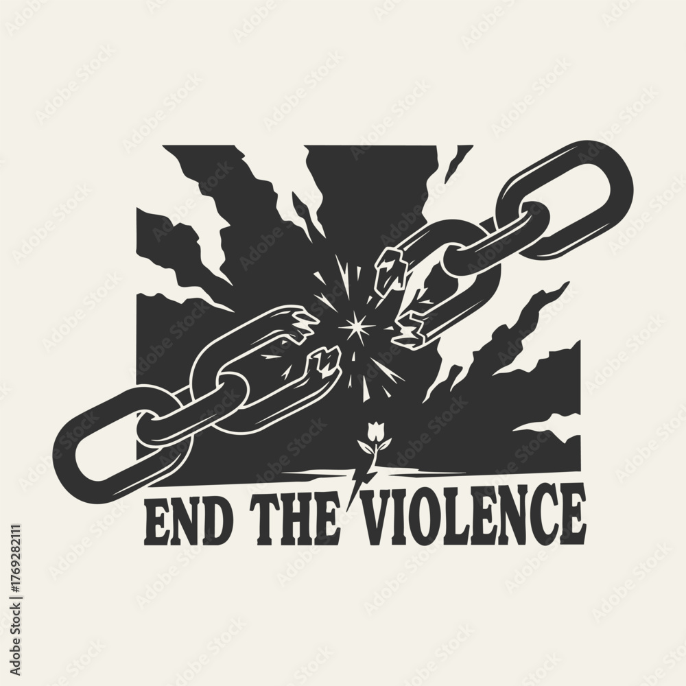 Obraz premium Broken chain symbolizing the end of violence and promoting peace.