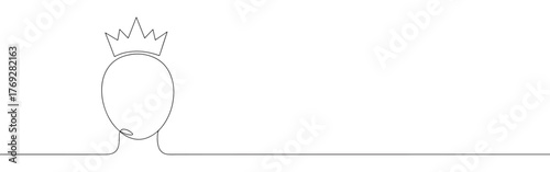 Minimalist continuous line art of a head with a crown, representing royalty, leadership, or success.