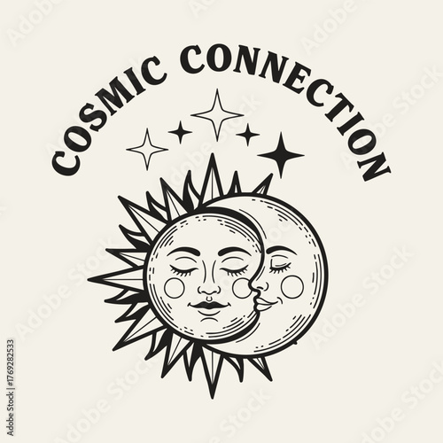 Cosmic Connection Sun and Moon Embrace Celestial Harmony.