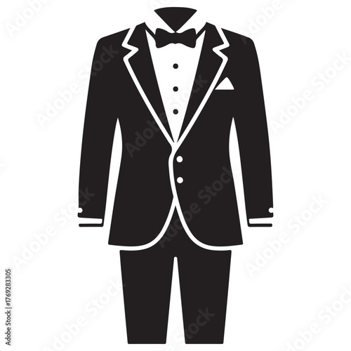 Stylish Black and White Formal Menswear Suit Flat Vector