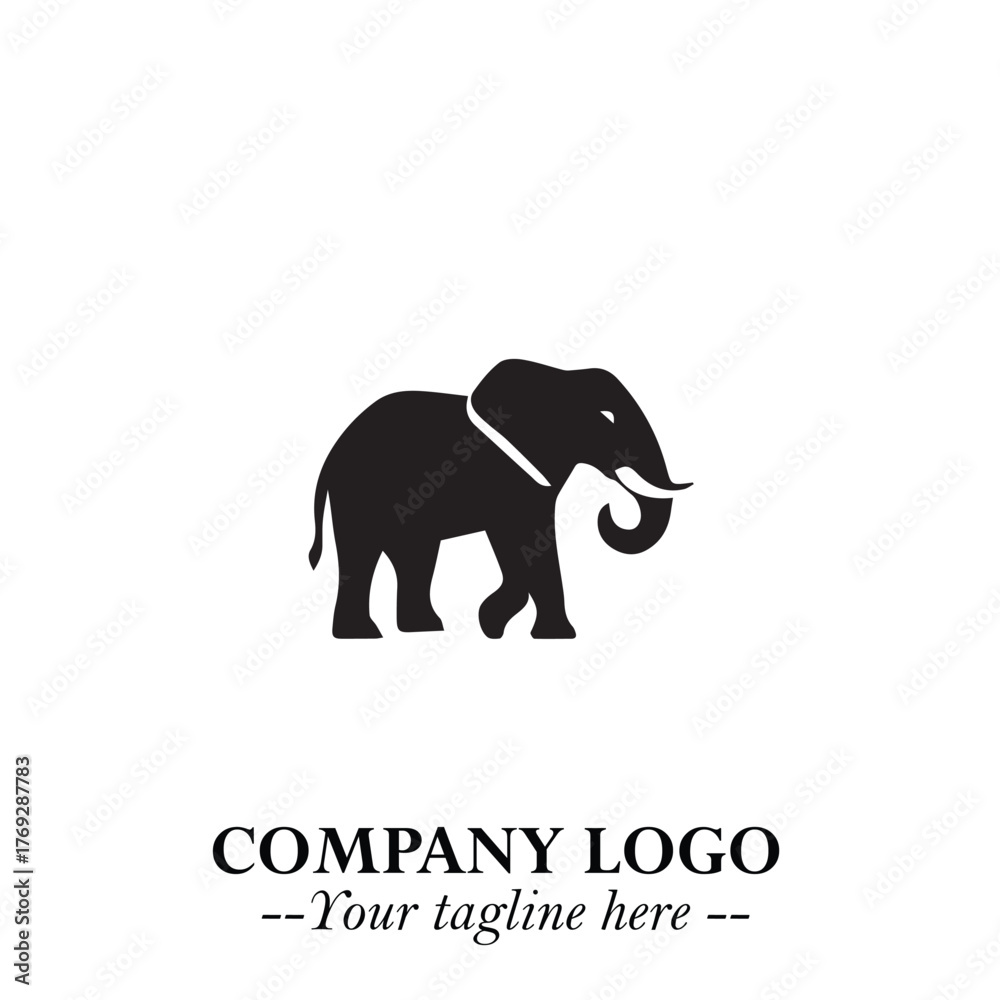 Obraz premium Majestic Elephant Logo Symbol in Black on White Background with Elegant Minimalist Modern Design