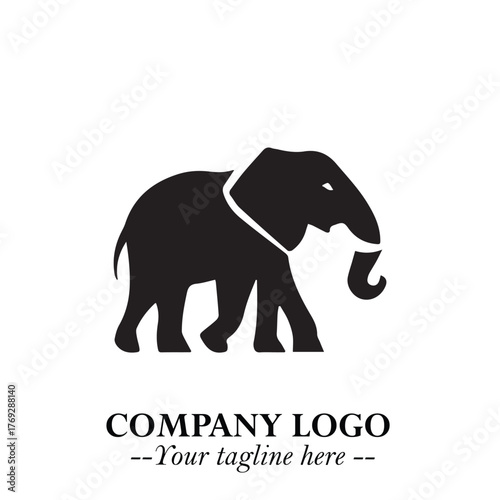 Majestic Elephant Logo Symbol in Black on White Background with Elegant Minimalist Modern Design