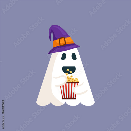 cute design Spooky Cravings Ghost eating popcorn