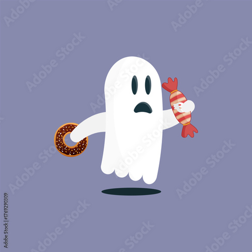 cute design Spooky Cravings Ghost with donut amp candy