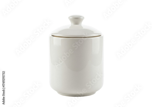 Cuadro en lienzo Isolated jar with lid, empty ceramic container for honey, jam, spices, sugar or