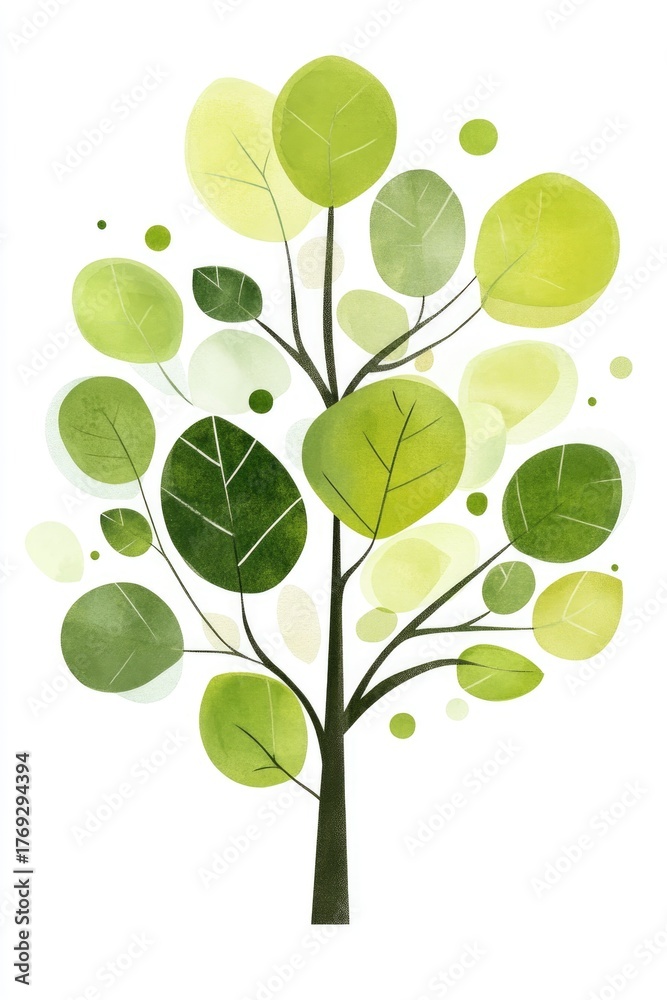 Obraz premium Vibrant green leaves on abstract plant illustration symbolizing growth and nature