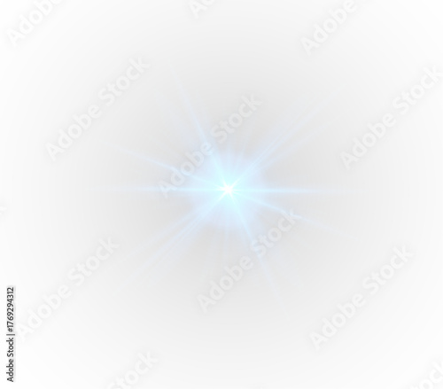 Ice-blue star PNG glows with gentle radiant energy. Subtle sparkles and soft flares create a magical atmosphere. Ideal for abstract, digital, or festive designs.
