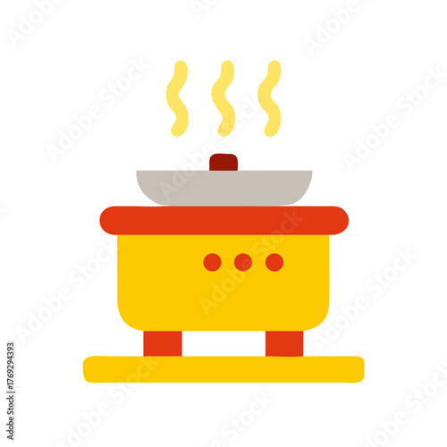 A hot pot on a stove with steam