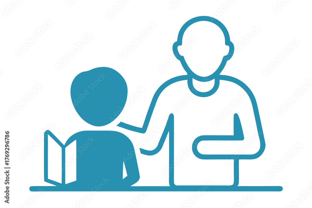Fototapeta premium Tutoring or mentoring concept illustration, showing teacher helping student with studies