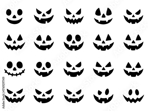 Halloween Jack-O'-Lantern Pumpkins Face Silhouettes Collection