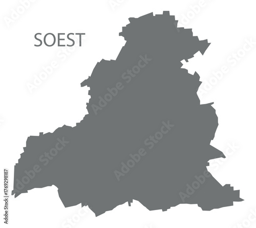 Soest city map with boroughs grey illustration silhouette shape