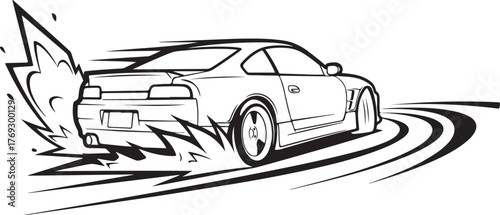 Eagle Attacking Snake Line Art Illustration