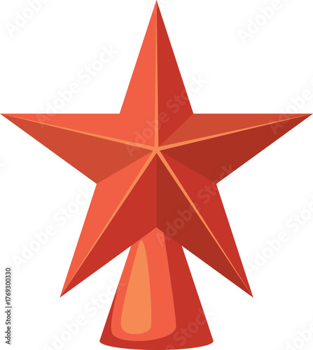 New Year vector illustration, red Soviet star on the Christmas tree, toy, decoration, holiday